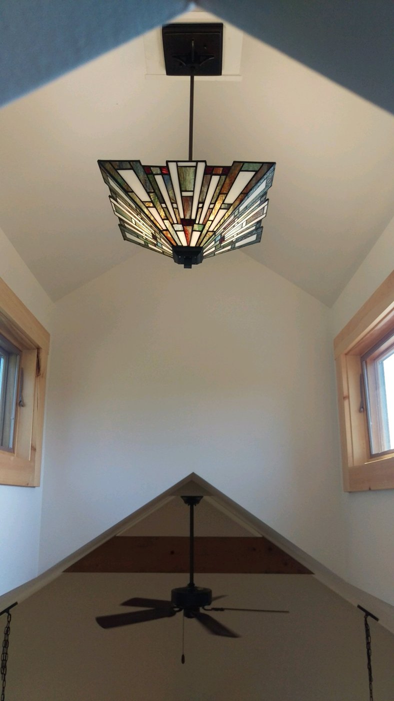 Stained-glass pendant light installed by Draper Electric